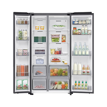 Light Gray Samsung Series 6 659 Litre Side-By-Side American Fridge Freezer - Silver