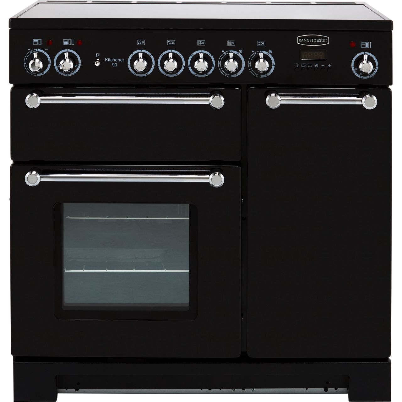 Black Rangemaster Kitchener 90 Range Cooker, Electric Ceramic 900 mm