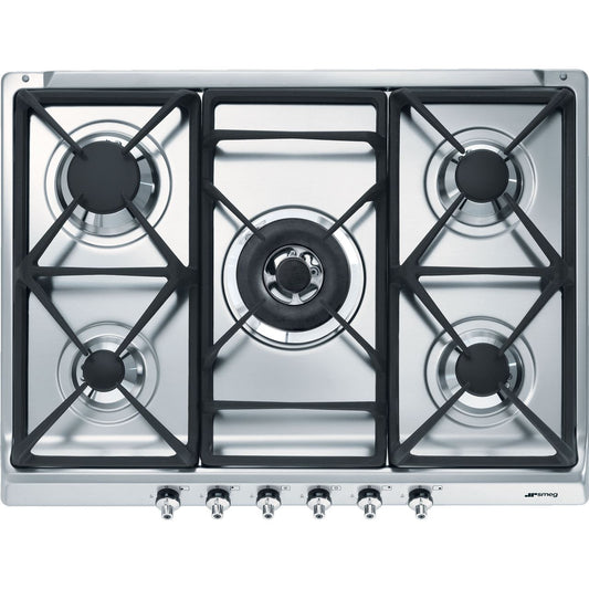 Dark Slate Gray SMEG Classic Hob, Gas, with Cast Iron Pan Stands, 690 mm