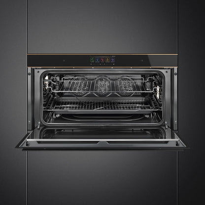 Smeg Dolce Stil Novo 90cm Built-In Pyrolytic Oven - Black with Copper Trim