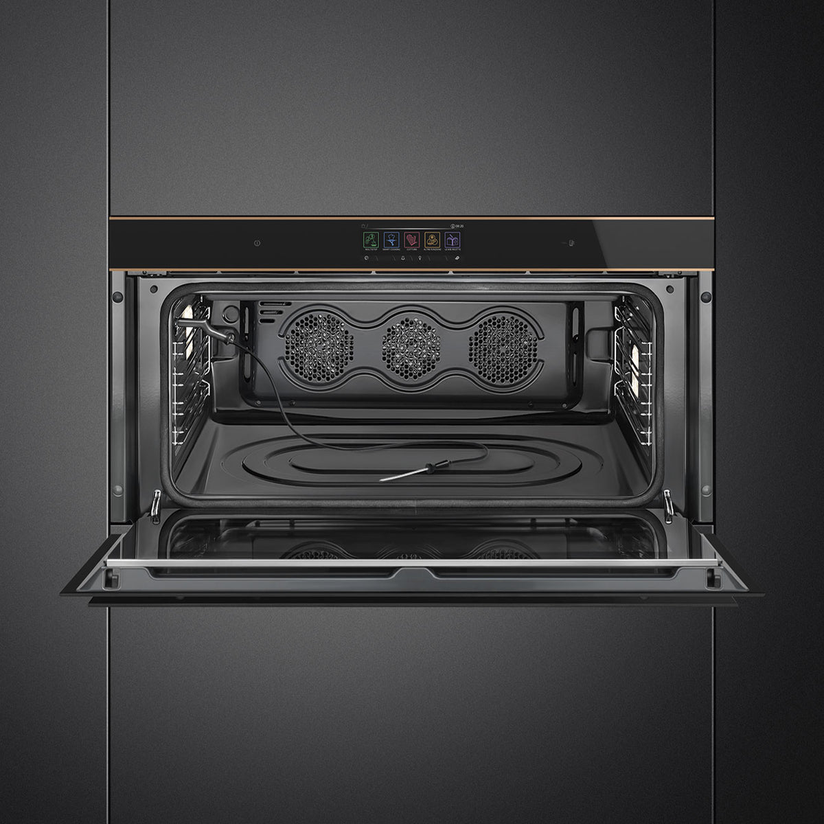 Smeg Dolce Stil Novo 90cm Built-In Pyrolytic Oven - Black with Copper Trim
