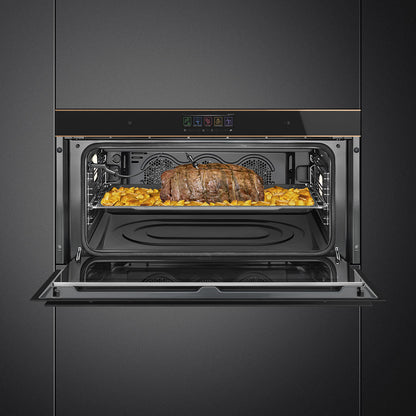 Smeg Dolce Stil Novo 90cm Built-In Pyrolytic Oven - Black with Copper Trim