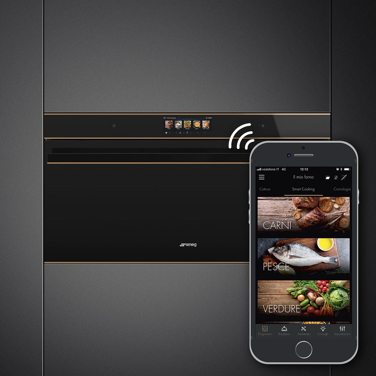 Smeg Dolce Stil Novo 90cm Built-In Pyrolytic Oven - Black with Copper Trim