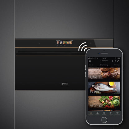 Smeg Dolce Stil Novo 90cm Built-In Pyrolytic Oven - Black with Copper Trim