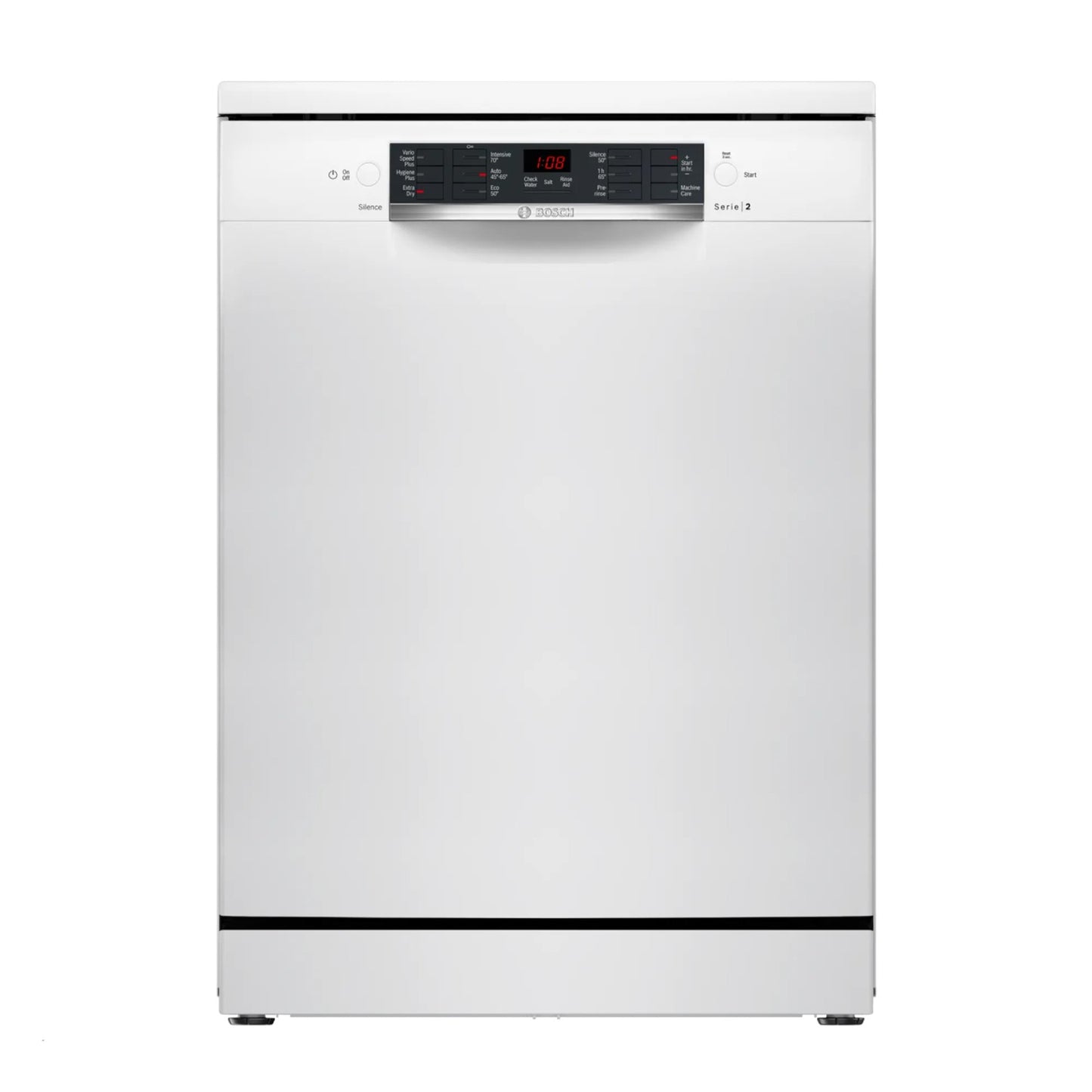 Light Gray Bosch Series 2 Freestanding Dishwasher - VarioSpeed Plus White