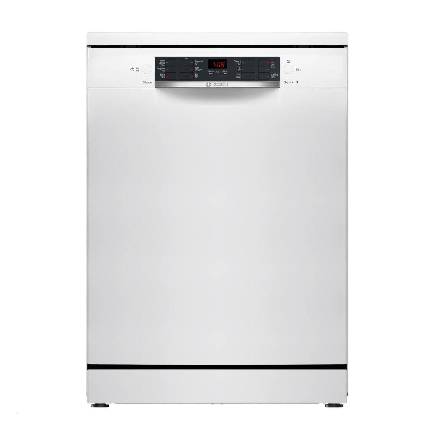 Light Gray Bosch Series 2 Freestanding Dishwasher - VarioSpeed Plus White