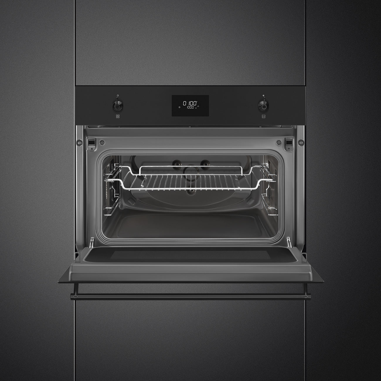 Smeg Classic 45cm Built-In Compact Combination Oven - Matt Black - Core Appliances