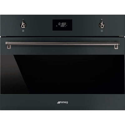 Smeg Classic 45cm Built-In Compact Combination Oven - Matt Black