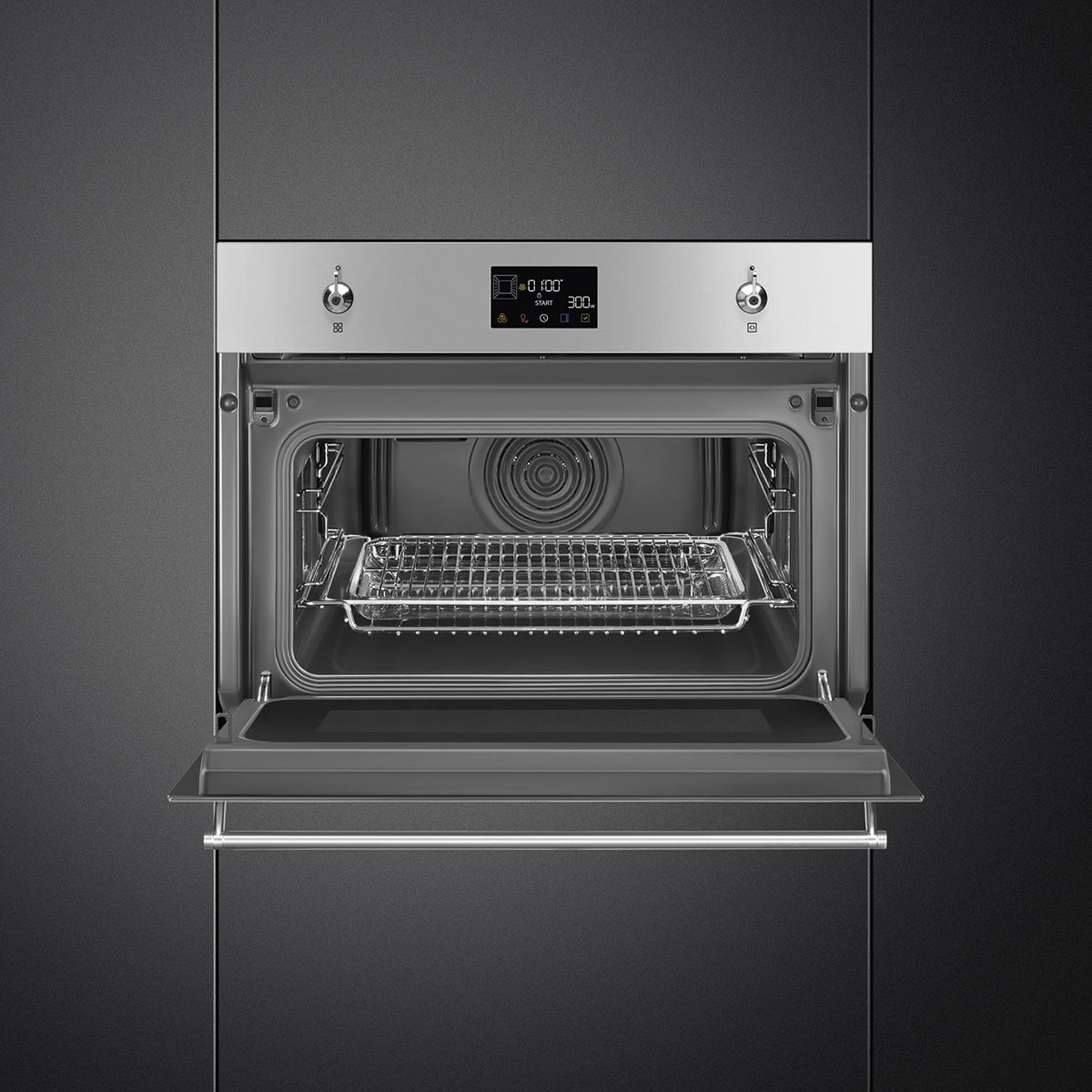 Smeg Classic 45cm Built-In Compact Combination Microwave Oven - Stainless Steel - Core Appliances