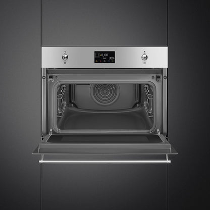 Smeg Classic 45cm Built-In Compact Combination Microwave Oven - Stainless Steel - Core Appliances