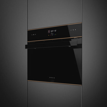 Smeg Dolce Stil Novo 45cm Galileo Speedwave Compact Combi Oven - Black with Copper Trim