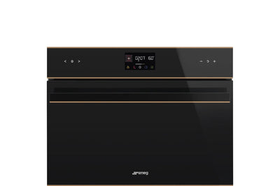 Smeg Dolce Stil Novo 45cm Galileo Speedwave Compact Combi Oven - Black with Copper Trim