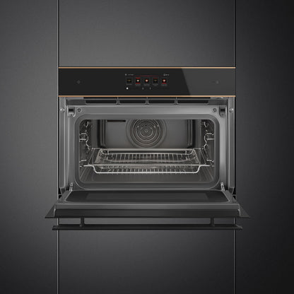 Smeg Dolce Stil Novo 45cm Galileo Omnichef Compact Steam Oven - Black with Copper Trim