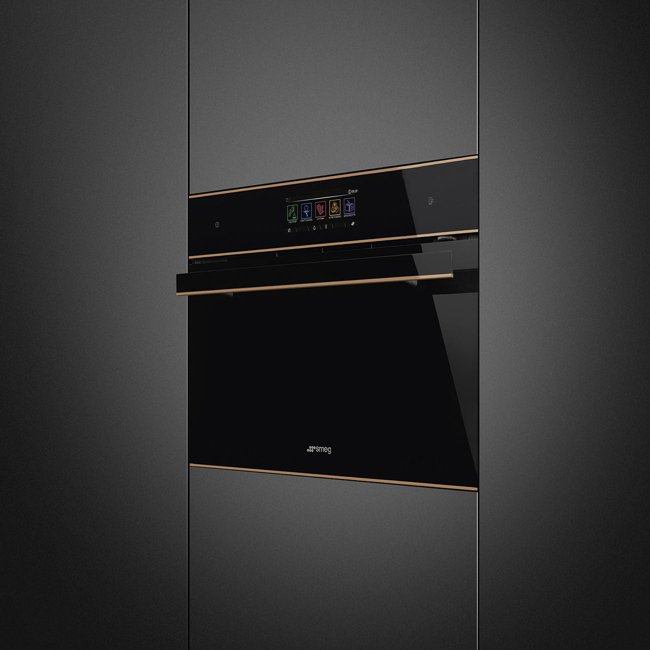 Smeg Dolce Stil Novo 45cm Compact Speedwave XL Combi Oven - Black with Copper Trim - Core Appliances