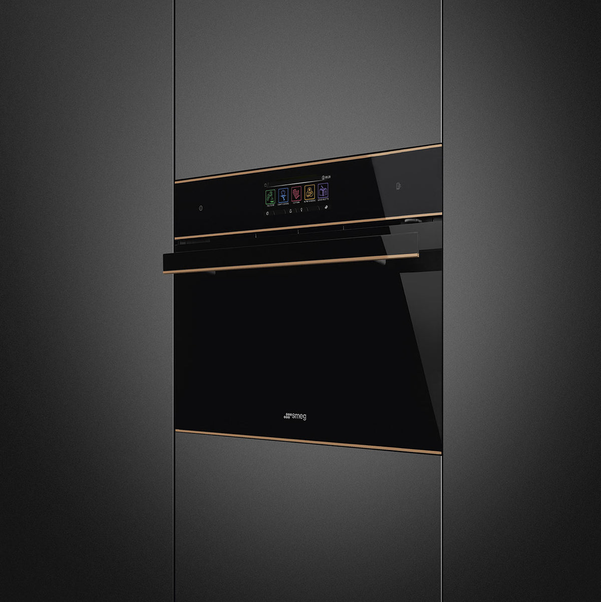 Smeg Dolce Stil Novo 45cm Compact Speedwave XL Combi Oven - Black with Copper Trim - Core Appliances