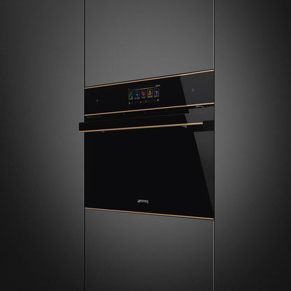 Smeg Dolce Stil Novo 45cm Compact Speedwave XL Combi Oven - Black with Copper Trim - Core Appliances