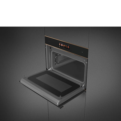 Smeg Dolce Stil Novo 45cm Compact Speedwave XL Combi Oven - Black with Copper Trim - Core Appliances