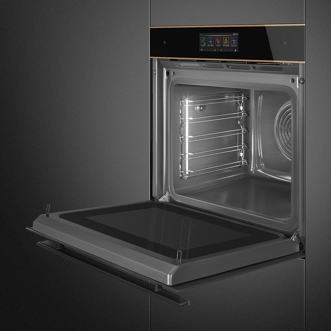 Smeg Dolce Stil Novo 60cm Galileo Omnichef Built-In Steam Oven - Black with Copper Trim