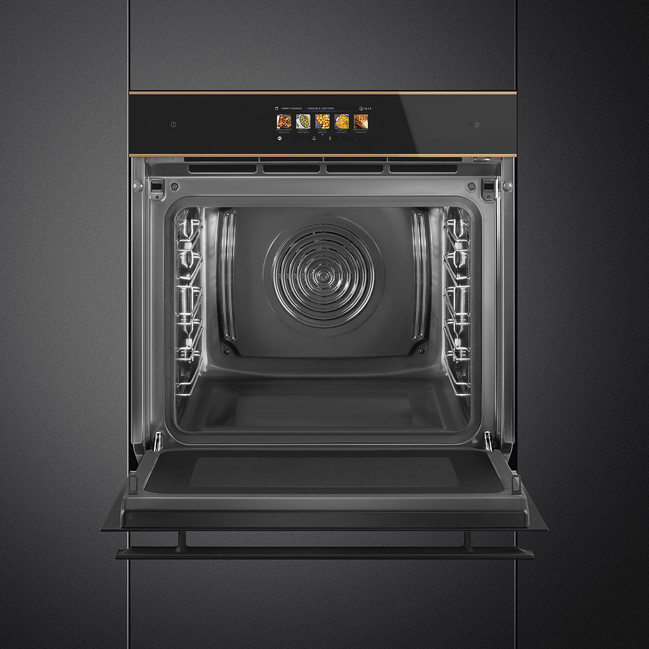 Smeg Dolce Stil Novo 60cm Galileo Omnichef Built-In Steam Oven - Black with Copper Trim