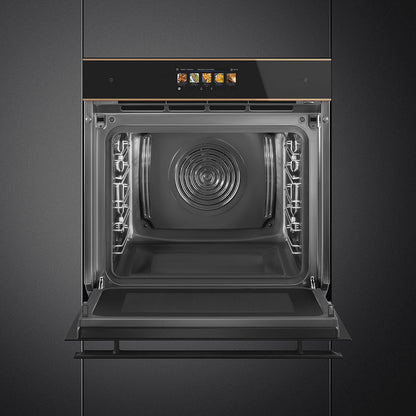Smeg Dolce Stil Novo 60cm Galileo Omnichef Built-In Steam Oven - Black with Copper Trim