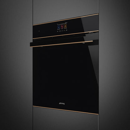 Smeg Dolce Stil Novo 60cm SteamOne Built-In Single Oven - Black with Copper Trim - Core Appliances