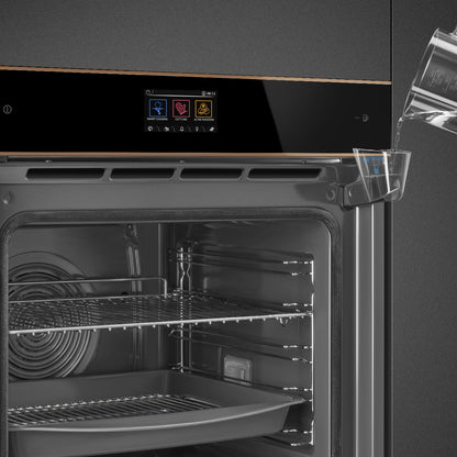 Smeg Dolce Stil Novo 60cm SteamOne Built-In Single Oven - Black with Copper Trim - Core Appliances