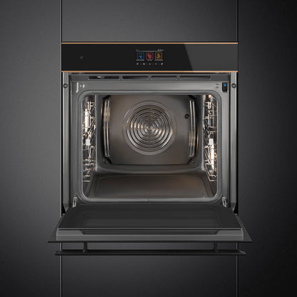 Smeg Dolce Stil Novo 60cm SteamOne Built-In Single Oven - Black with Copper Trim - Core Appliances