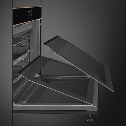 Smeg Dolce Stil Novo 60cm SteamOne Built-In Single Oven - Black with Copper Trim - Core Appliances