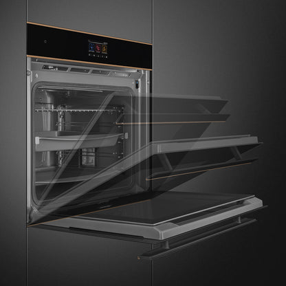 Smeg Dolce Stil Novo 60cm SteamOne Built-In Single Oven - Black with Copper Trim - Core Appliances