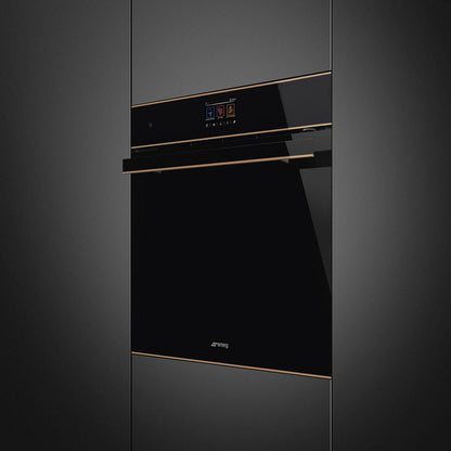 Smeg Dolce Stil Novo 60cm Pyrolytic Multifunction Oven - Black Glass with Copper Trim