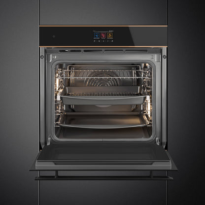 Smeg Dolce Stil Novo 60cm Pyrolytic Multifunction Oven - Black Glass with Copper Trim