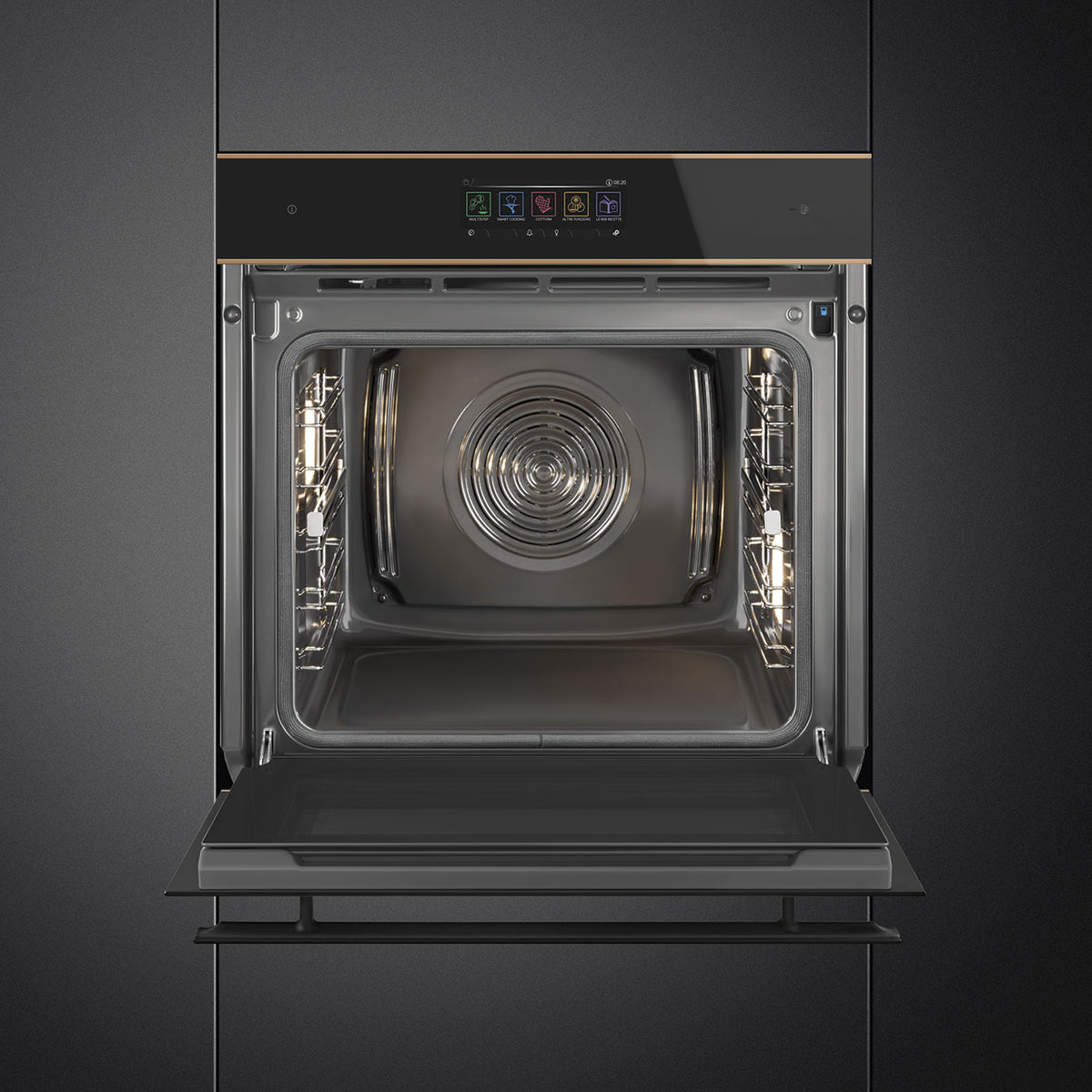 Smeg Dolce Stil Novo 60cm Pyrolytic SteamOne Built-In Oven - Black with Copper Trim