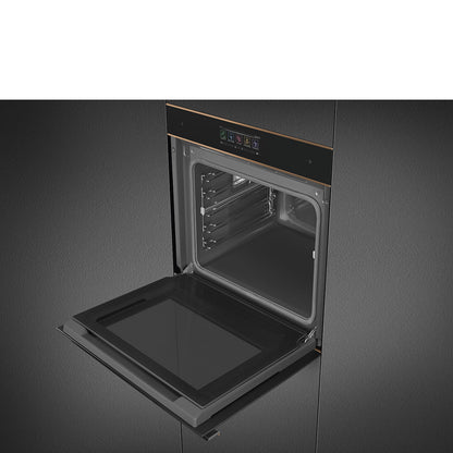 Smeg Dolce Stil Novo 60cm Pyrolytic SteamOne Built-In Oven - Black with Copper Trim