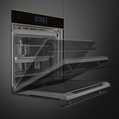Smeg Dolce Stil Novo 60cm Pyrolytic SteamOne Built-In Oven - Black with Copper Trim