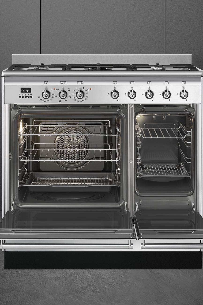 Dark Slate Gray SMEG Concert Cooker, Two Cavity, Multifunctional, with Gas Hob, 900mm