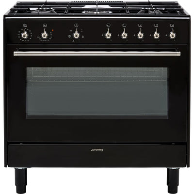 Smeg Portofino 90cm Dual Fuel Range Cooker - Matt Black