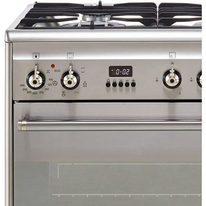 Smeg Concert 60cm Dual Fuel Range Cooker with Gas Hob - Stainless Steel - Core Appliances
