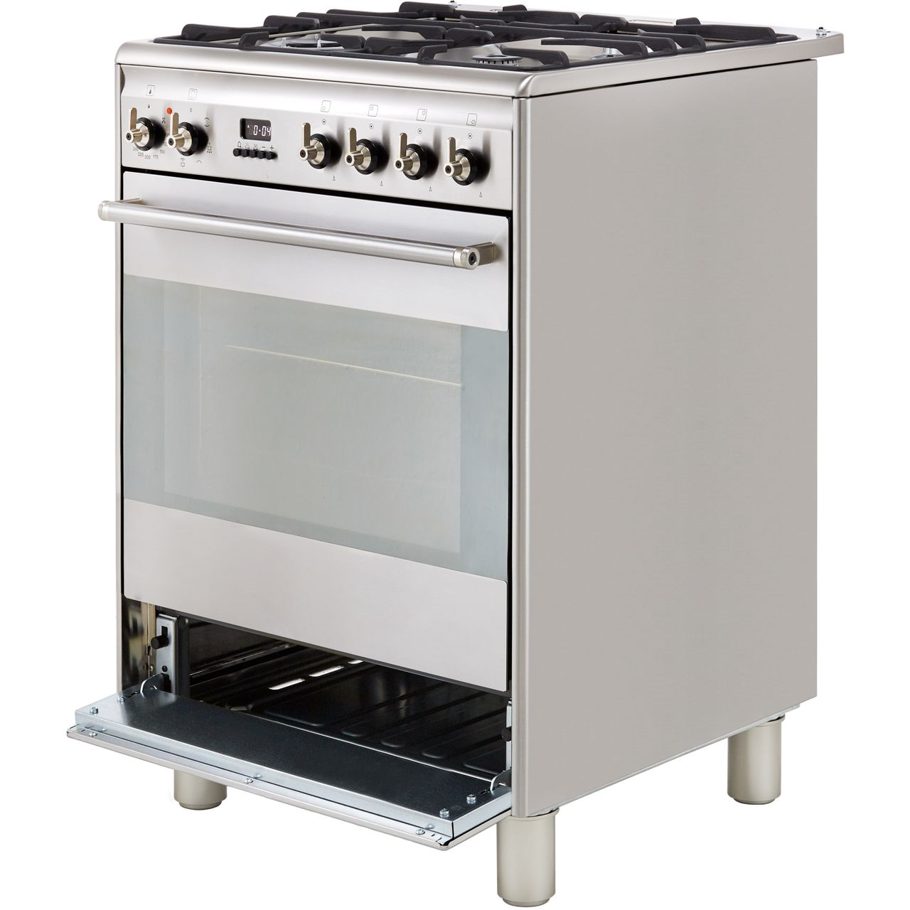 Smeg Concert 60cm Dual Fuel Range Cooker with Gas Hob - Stainless Steel - Core Appliances