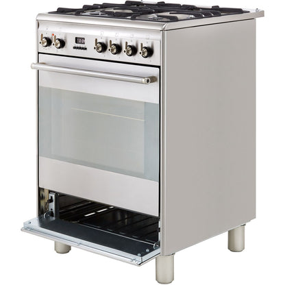 Smeg Concert 60cm Dual Fuel Range Cooker with Gas Hob - Stainless Steel - Core Appliances