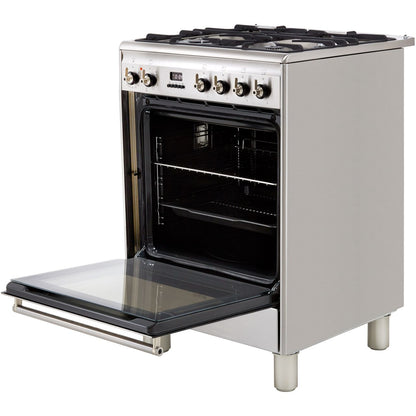 Smeg Concert 60cm Dual Fuel Range Cooker with Gas Hob - Stainless Steel - Core Appliances