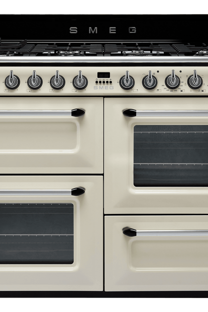Black SMEG Victoria Cooker, Dual Fuel, Traditional, Three Cavity, Gas Hob 1000 mm