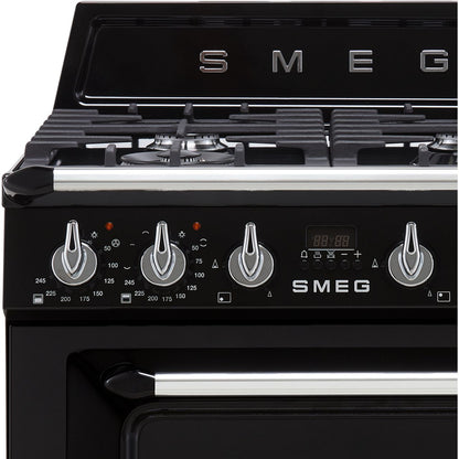 Smeg Victoria 60cm Dual Fuel Range Cooker with Gas Hob - Black - Core Appliances