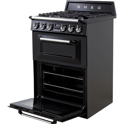 Smeg Victoria 60cm Dual Fuel Range Cooker with Gas Hob - Black - Core Appliances