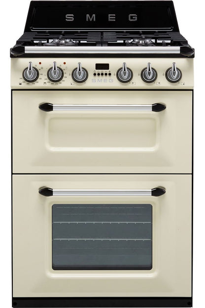 Dark Slate Gray SMEG Victoria Cooker, Dual Fuel, Traditional, Two Cavity, Gas Hob, 600mm