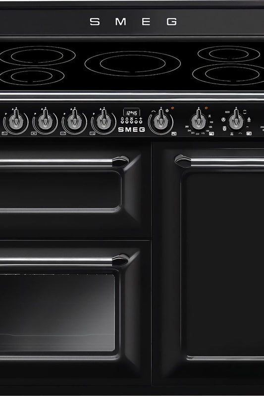 Black SMEG Victoria Cooker, Induction, Traditional, Three Cavity, Induction Hob, 1000 mm