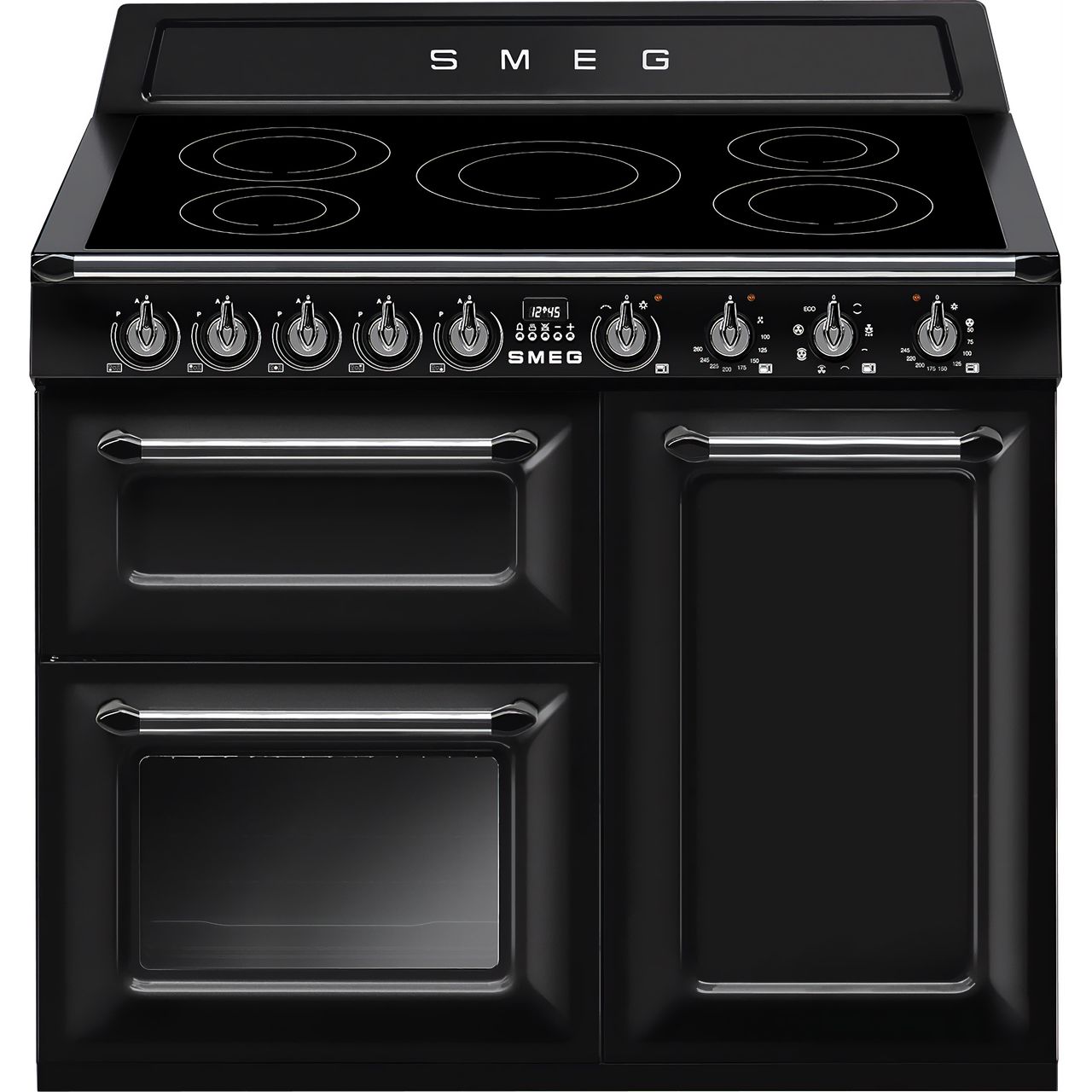 Black SMEG Victoria Cooker, Induction, Traditional, Three Cavity, Induction Hob, 1000 mm