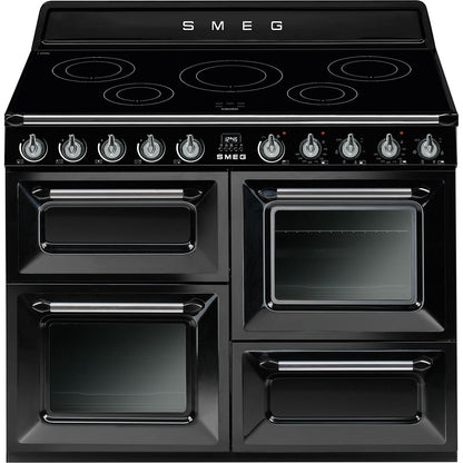 Black SMEG Victoria Cooker, Induction, Traditional, Four Cavity, Induction Hob 1100mm