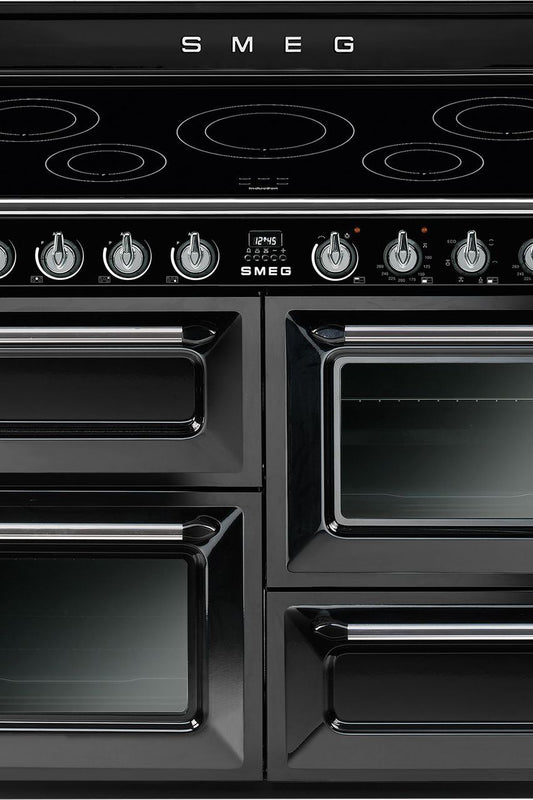 Black SMEG Victoria Cooker, Induction, Traditional, Four Cavity, Induction Hob 1100mm