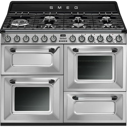 Gray SMEG Victoria Cooker, Dual Fuel, Traditional, Four Cavity, Gas Hob, 1100 mm