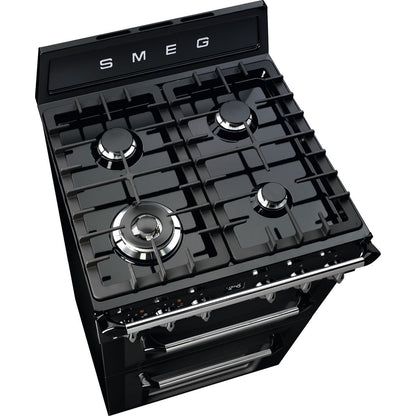 Smeg Victoria 60cm Dual Fuel Range Cooker with Gas Hob - Black - Core Appliances